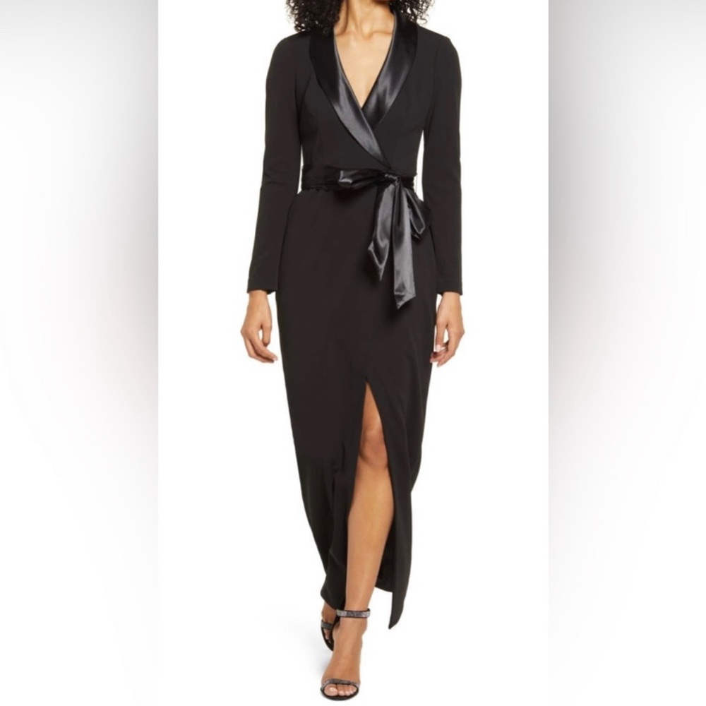 Eliza J Long Sleeve Tuxedo Gown